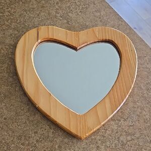 Vintage 1980s Wooden Heart Mirror Frame vanity kitsch home decor retro As Is Vtg